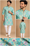 Mint Green Printed Festive Kurta for Men