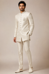 Ivory Jacquard Jodhpuri Bandhgala Suit