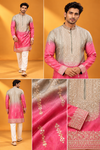 Pink & Silver Ombre Embroidered Kurta Set