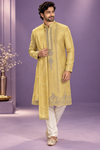 Men’s Mustard Yellow Embellished  Kurta Set