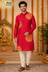 Red Festive Printed Kurta for Men