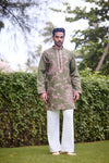 Olive Green Embroidered Festive Kurta