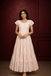 Blush Peach Floral Tiered Maxi Dress