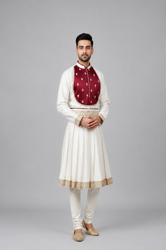 Maroon Yoke Peshwai Outfit