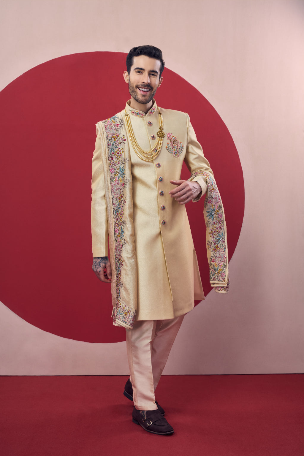 The Signature Collection - Golden Traditional Indian Sherwani