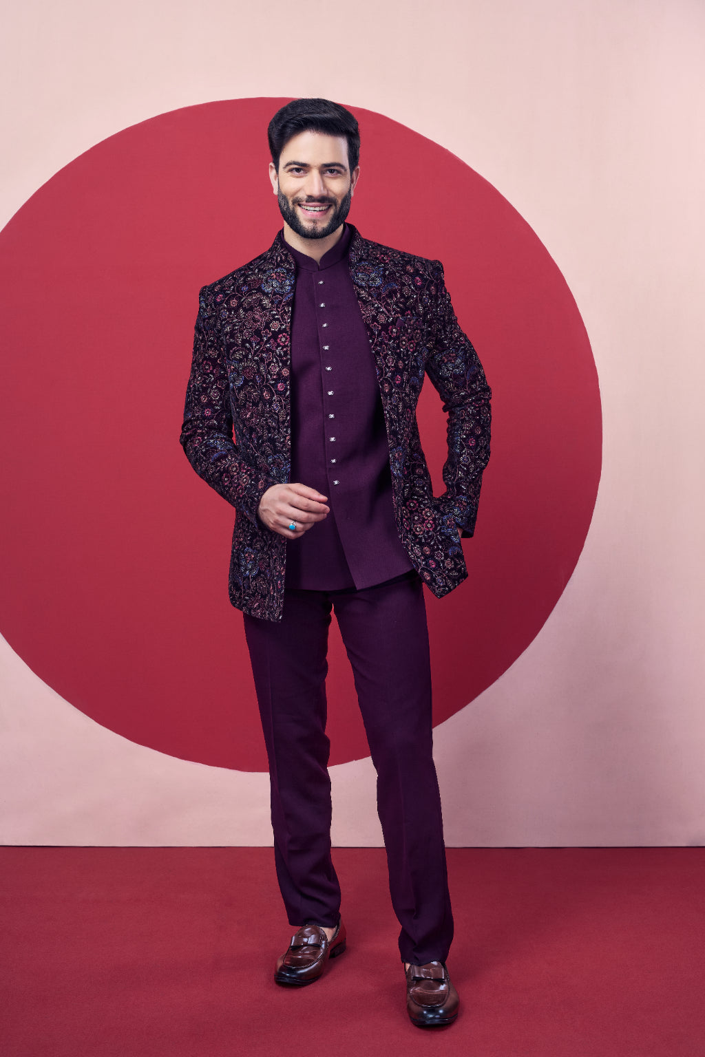 Elegant Maroon Jodhpuri Ensemble for Men