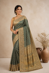 Women's Saree with Intricate Silver Zari Border