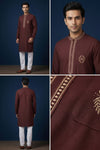 Maroon Embroidered Kurta