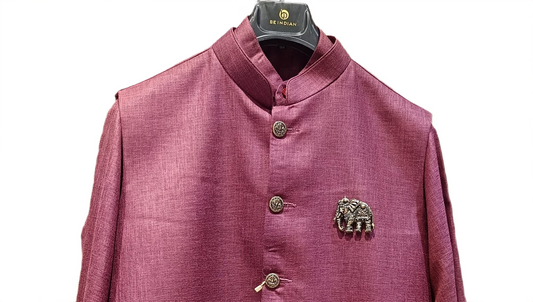 Men Maroon Plain Self Textured Shirt Jacket Set
