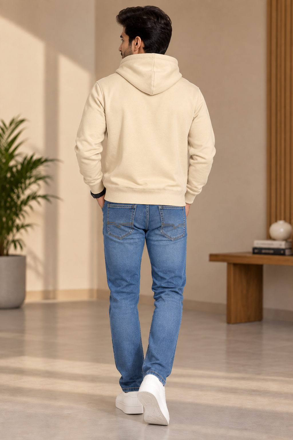 Men’s Premium Beige Hooded Sweatshirt