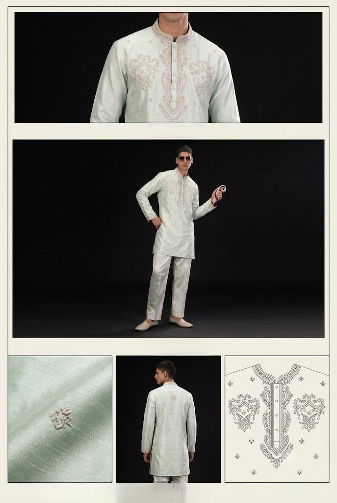Mint Green Embroidered Kurta Set