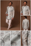 Ice Blue Floral Embroidered Indo-Western Set