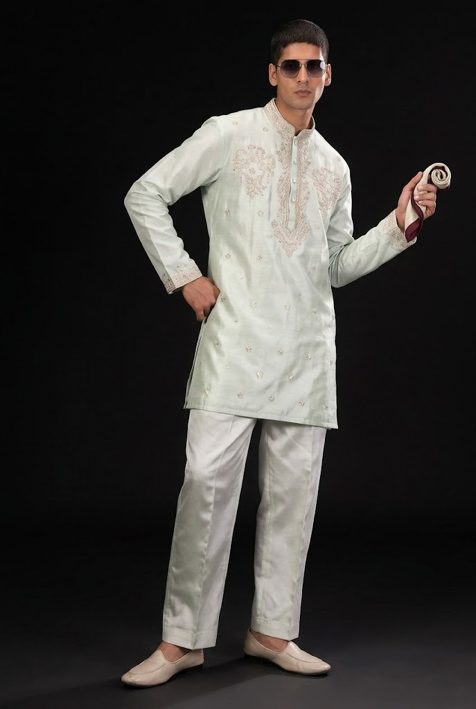 Mint Green Embroidered Kurta Set