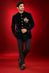 Black Velvet Embroidered Jodhpuri Suit