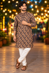 Men’s Brown Geometric Print Only Kurta