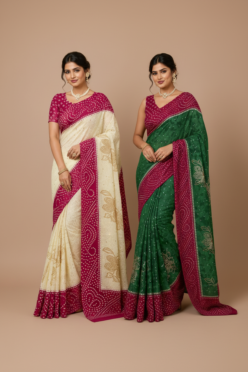 Women’s Bandhani Style Printed Saree