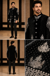 Men’s Black Embroidered Indo-Western Jacket Set