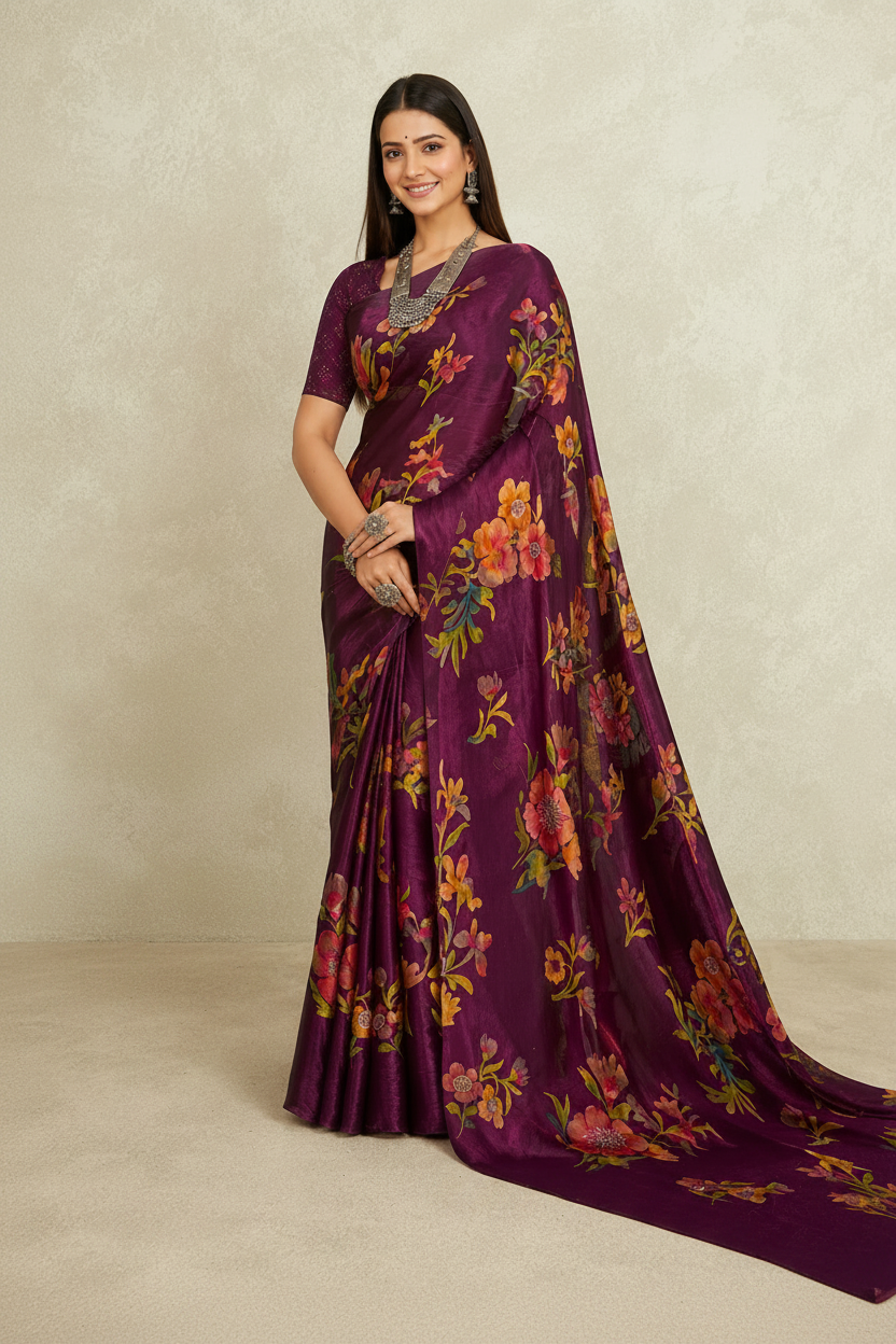 Women's  Floral Printed Saree