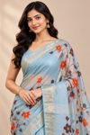 Pastel Blue Floral Elegance Saree
