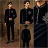 Midnight Navy Velvet Embroidered Jodhpuri Suit