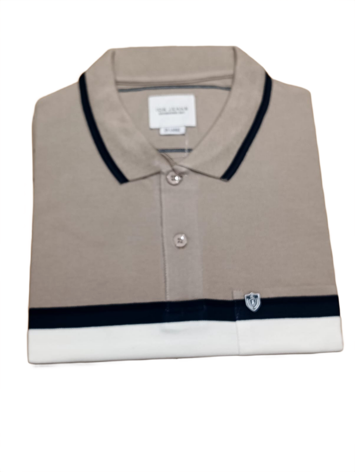 Classic Beige Striped Polo T-Shirt for Men | Premium Cotton Casual Wear