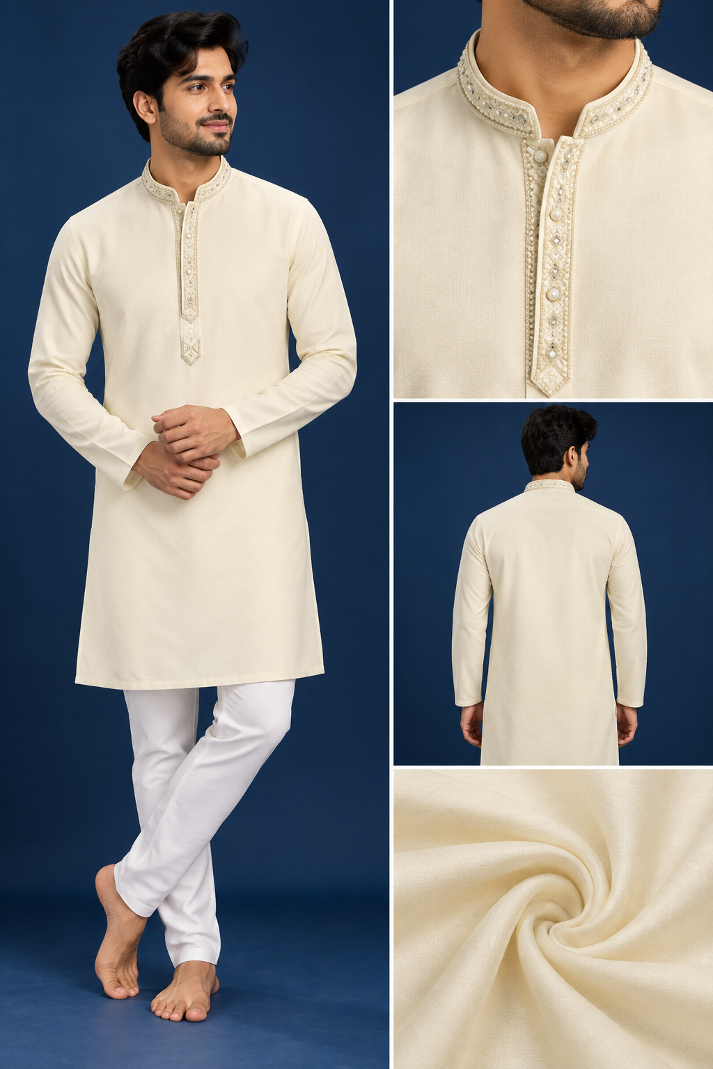 Elegant Ivory Embroidered Kurta Set