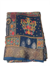 Elegant Blue Printed Saree with Intricate Paisley Design