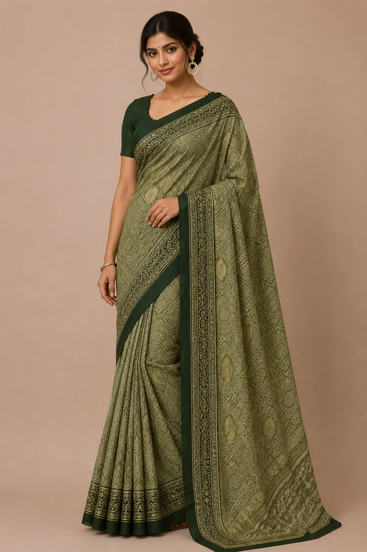 Women’s  Printed Saree with Rich Border