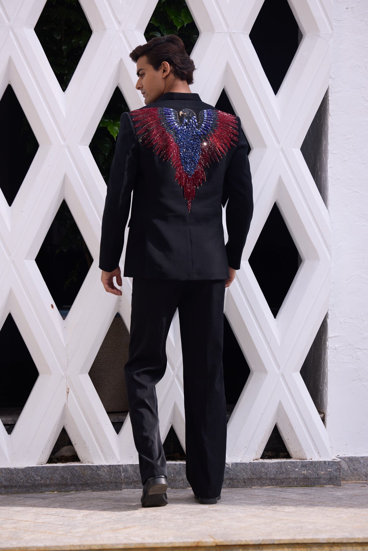 Black Embroidered Bandhgala Jacket Set