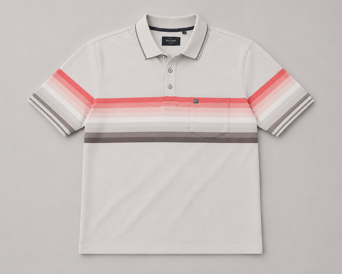 Men’s Off White Striped Polo T-Shirt