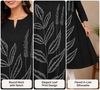 Women's Black Botanical Print A-Line Cotton Kurti