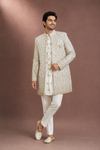 Ivory & Gold Embroidered Indo-Western Sherwani