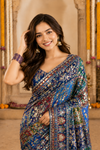 Royal Blue Mirror Work Designer Saree – Traditional Elegance Collection
