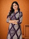 Women's  White Geometric Printed Kurti