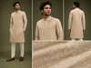 Beige Floral Embroidered Men’s Festive Kurta
