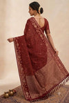 Deep Checked Silk Saree with Floral Zari Border
