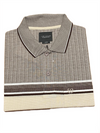Classic Grey & Cream Striped Polo T-Shirt for Men