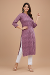 Women’s Pink Geometric Printed Straight Kurta with White Pants