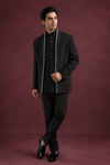 Black Embellished Indo-Western Suit