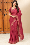 Ruby Red Floral Border Saree