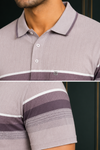 Men's Premium Mauve Striped Polo T-Shirt | Soft  Blend | Smart  Wear