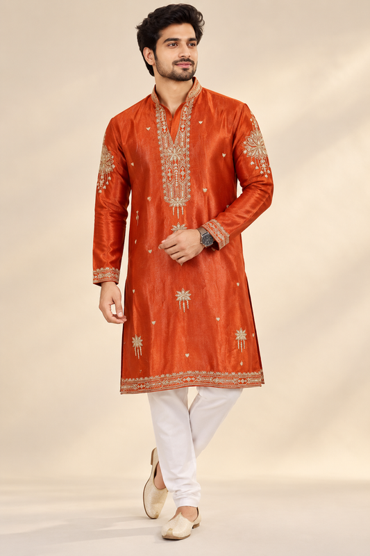 Men’s Rust Orange kurta Set