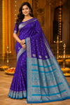 Royal Purple & Turquoise Zari Silk Saree