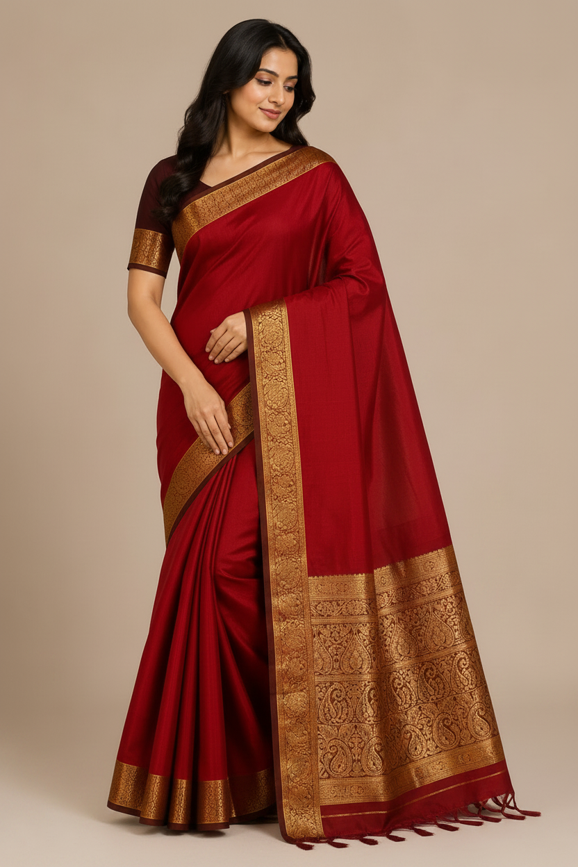 Royal  Silk Saree with Golden Zari Border