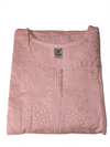 Women's Blush Pink Embroidered Cotton Blend Co-Ord Set | 3/4 Sleeve Kurta & Straight Pant