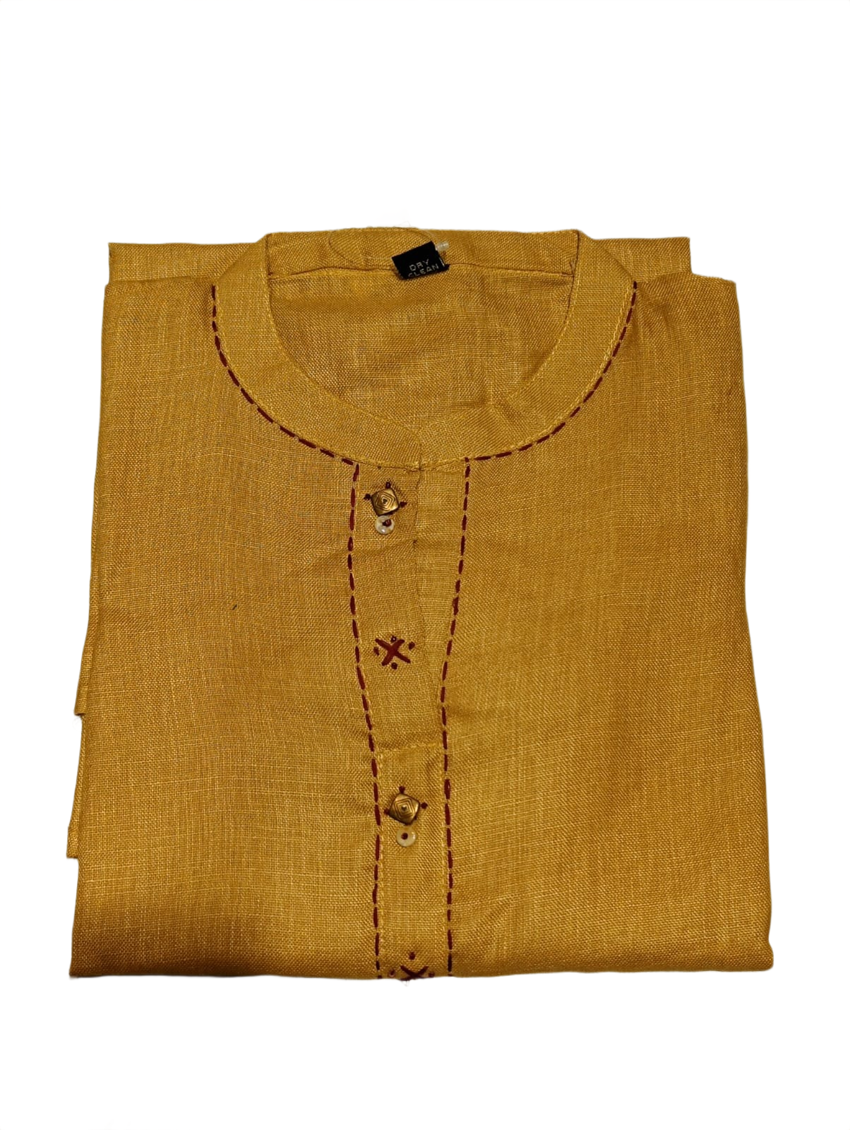 Women's Mustard Cotton Blend Kurti & Printed Straight Pant Co-ord Set