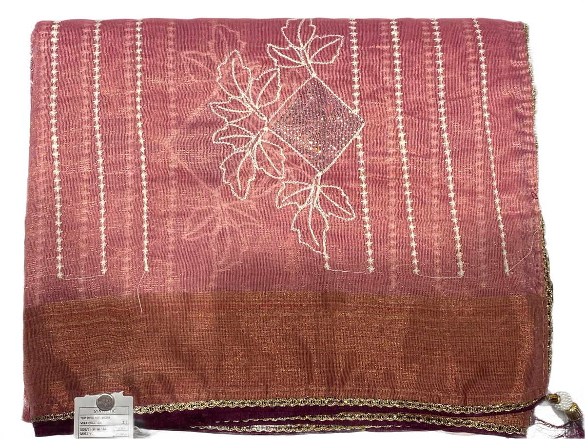 Elegant Rose Pink Designer Saree with Subtle Woven Floral Pattern