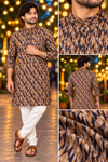 Men’s Brown Geometric Print Only Kurta