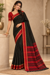 Black & Red Polka  Saree with Traditional Border