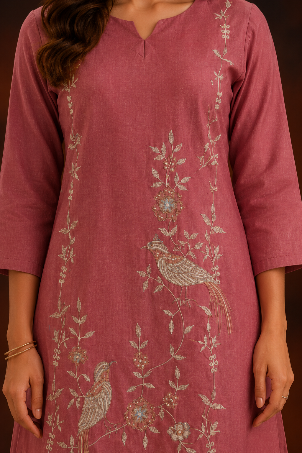 Rose Pink Embroidered  co-ord set